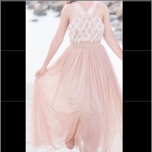 ASOS pink dress with tulle and silver beading